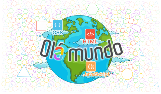 imagem do globo terrestre escrito Olá Mundo